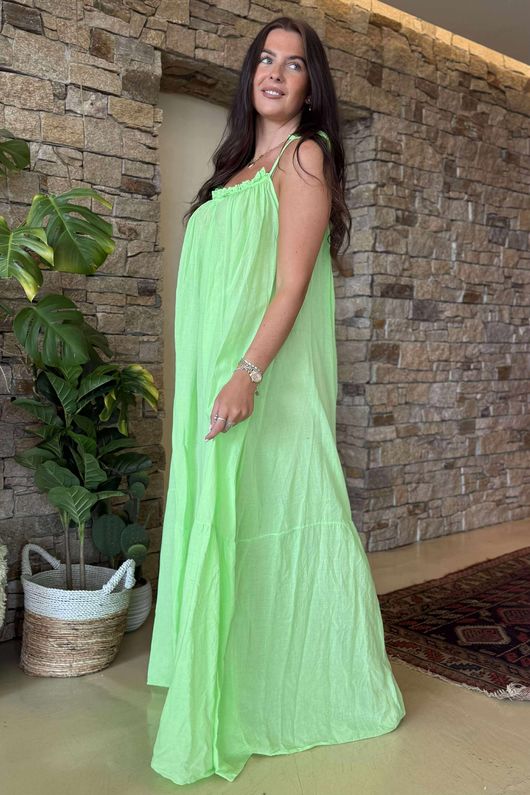 Made in Italy Sa Caleta Beach Maxi Dress Twist Of Lime