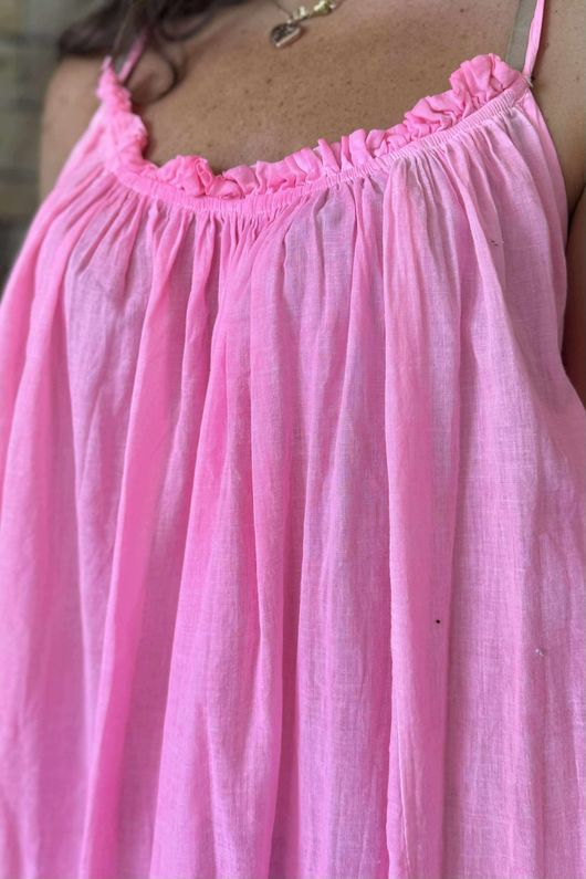 Made in Italy Sa Caleta Beach Maxi Dress Washed Popsicle Pink