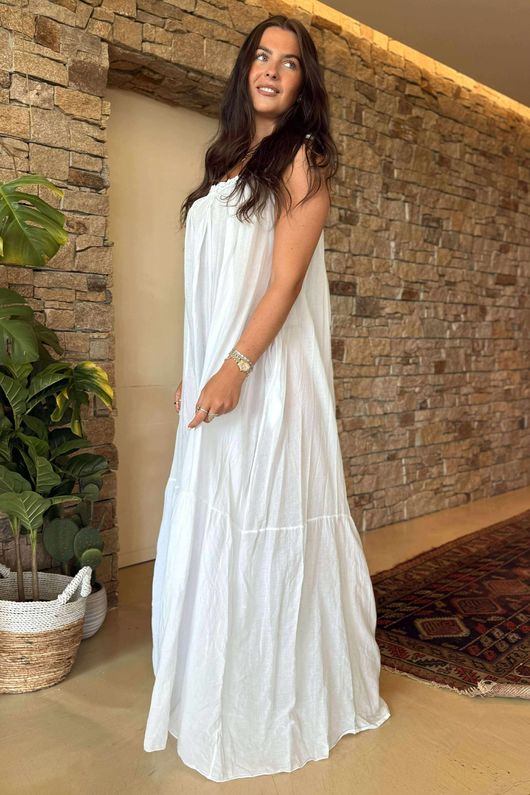 Made in Italy Sa Caleta Beach Maxi Dress White