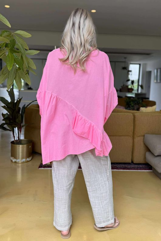 Made in Italy Sa Caleta Circle Smock Top Washed Popsicle Pink