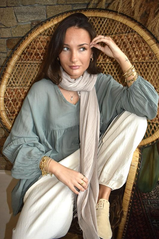  Sa Caleta Cotton Artist Smock Top Khaki /5=