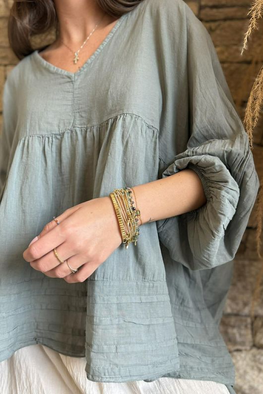  Sa Caleta Cotton Artist Smock Top Khaki /5=