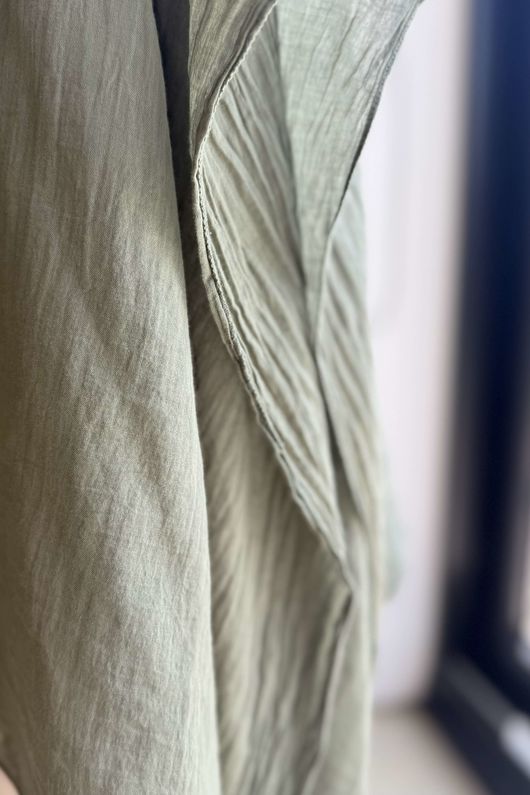 Made in Italy Sa Caleta Cotton Handkerchief Dress Khaki
