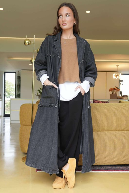  Scout Swing Trench Jacket Black Denim /8 =