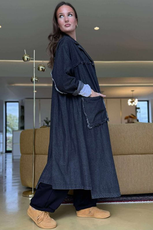  Scout Swing Trench Jacket Black Denim /8 =