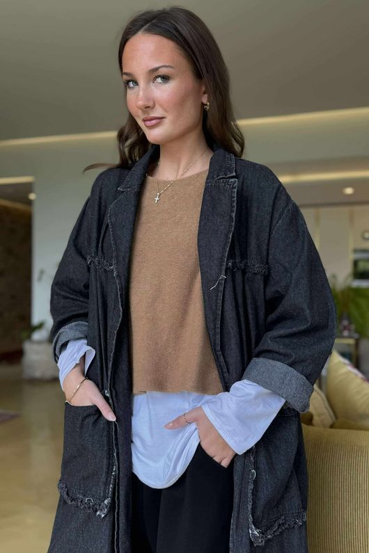  Scout Swing Trench Jacket Black Denim /8 =