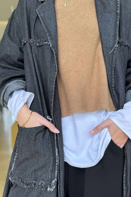  Scout Swing Trench Jacket Black Denim /8 =