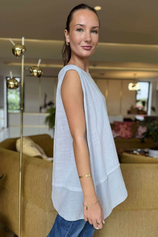 Made in Italy Sicily Panel Trapeze Longline Vest Dove