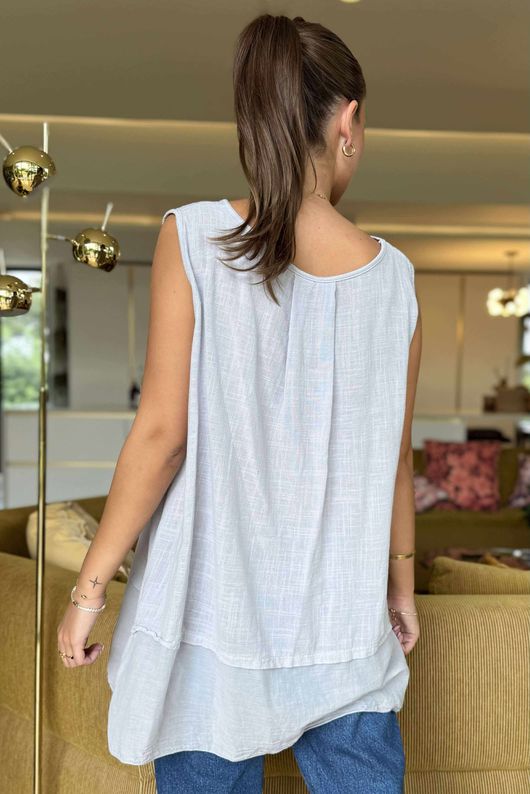 Made in Italy Sicily Panel Trapeze Longline Vest Dove