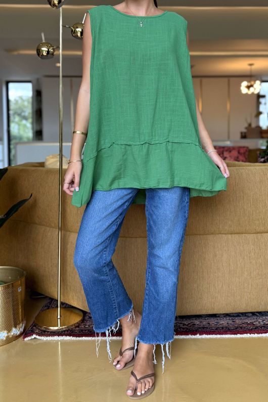  Sicily Panel Trapeze Longline Vest Emerald 