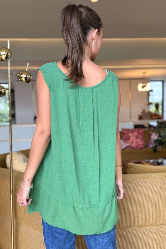 Made in Italy Sicily Panel Trapeze Longline Vest Emerald 
