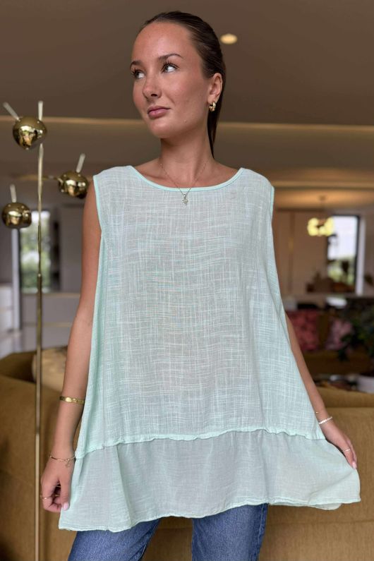 Made in Italy Sicily Panel Trapeze Longline Vest Mint Cream 