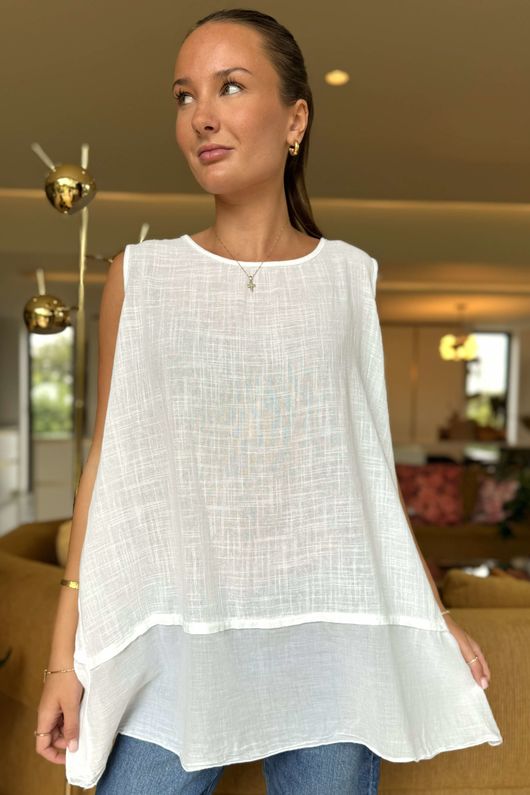 Made in Italy Sicily Panel Trapeze Longline Vest White +