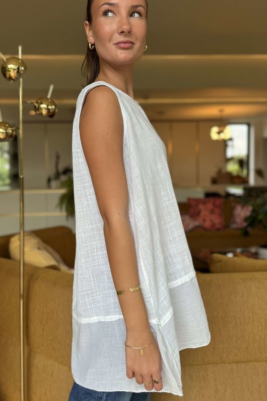 Made in Italy Sicily Panel Trapeze Longline Vest White +