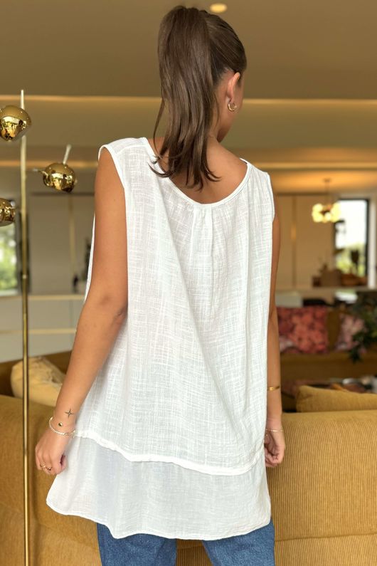 Made in Italy Sicily Panel Trapeze Longline Vest White +