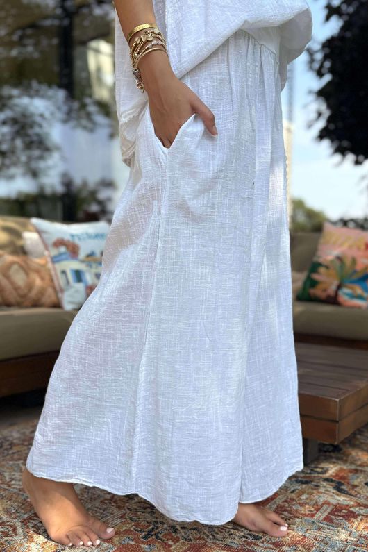 Made in Italy Sicily Pocketed Palazzo White /46 =
