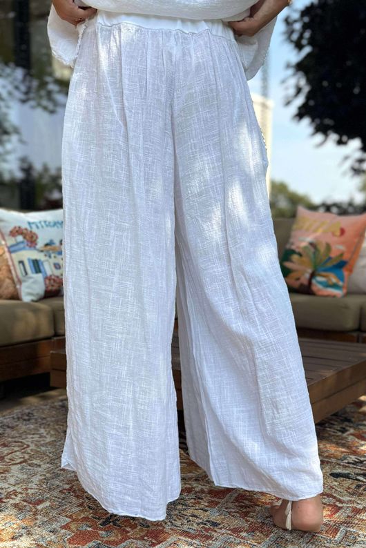 Made in Italy Sicily Pocketed Palazzo White /46 =