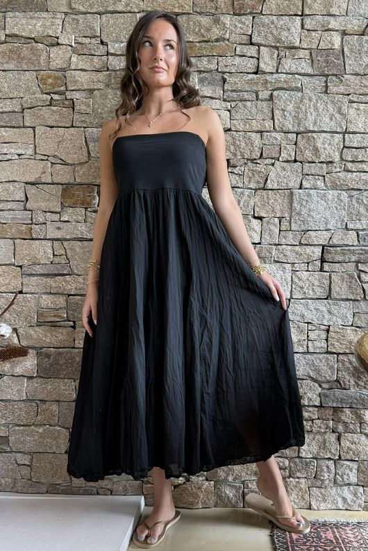 Songbird Bandeau Skirt Dress Black