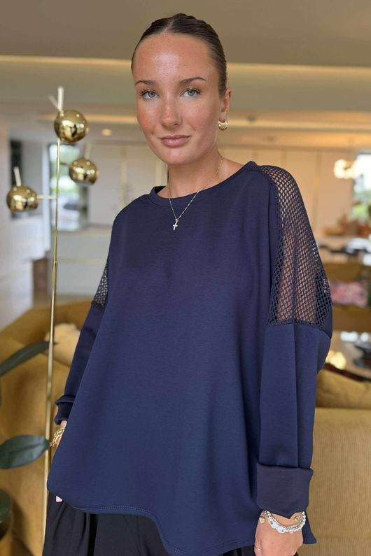 Made in Italy Tovi Mesh Panel Top Navy 
