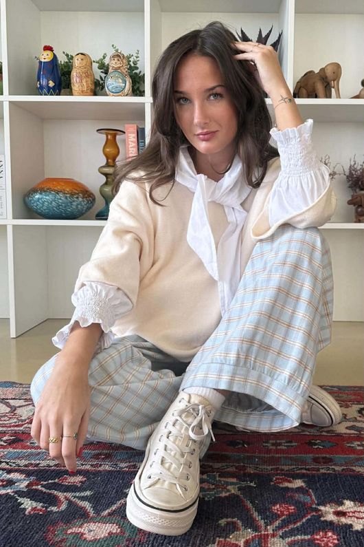 Maeve Brushed Cotton Demi Bloom Pant Baby Blue /19=