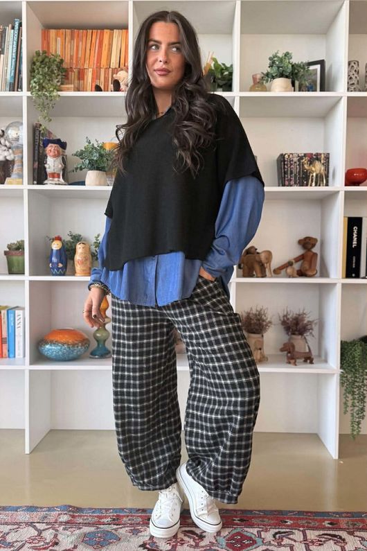 Maeve Brushed Cotton Demi Bloom Pant Black /19=