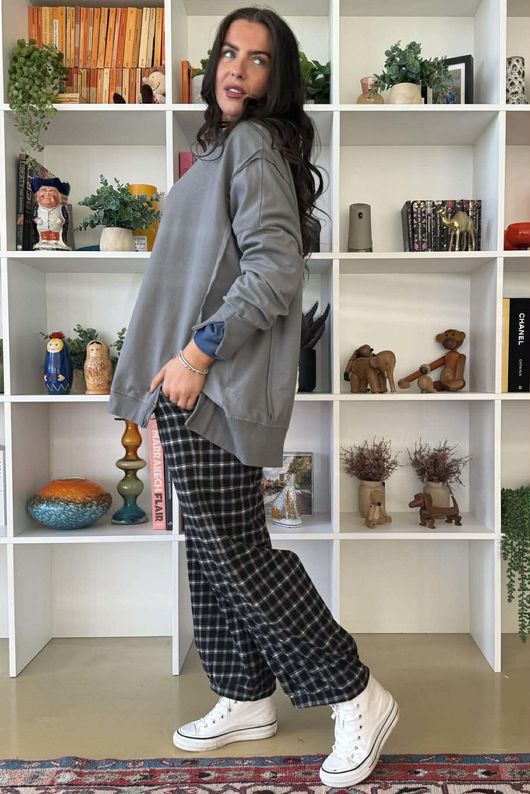 Maeve Brushed Cotton Demi Bloom Pant Black