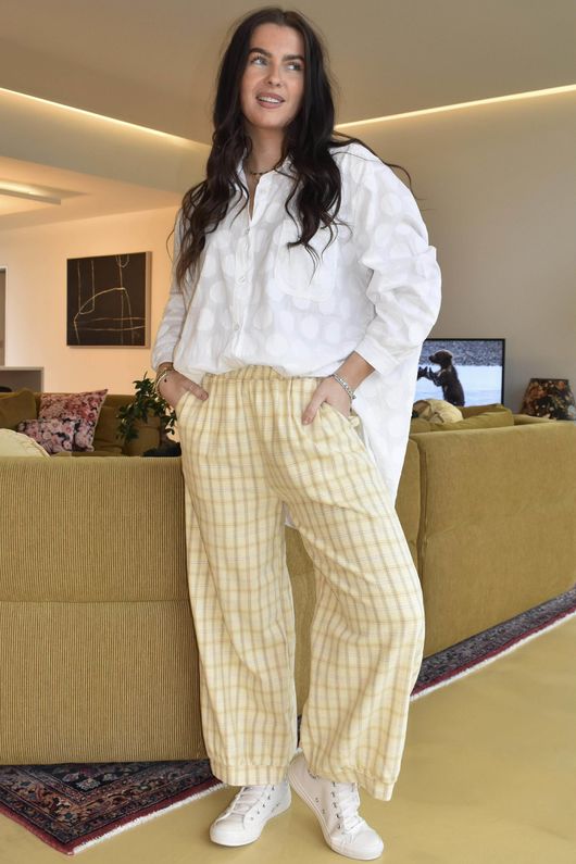 Maeve Brushed Cotton Demi Bloom Pant Custard - **