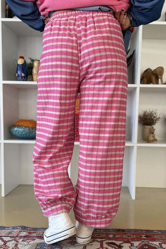 Maeve Brushed Cotton Demi Bloom Pant Hot Pink