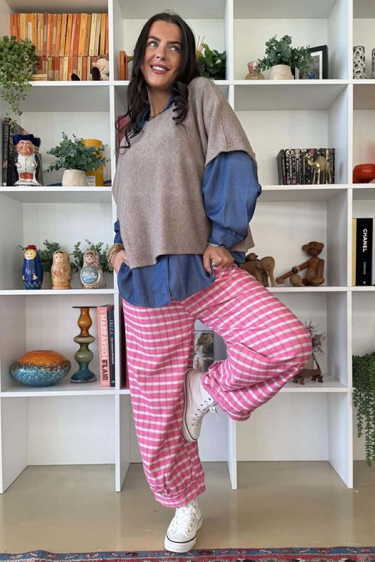 Maeve Brushed Cotton Demi Bloom Pant Hot Pink