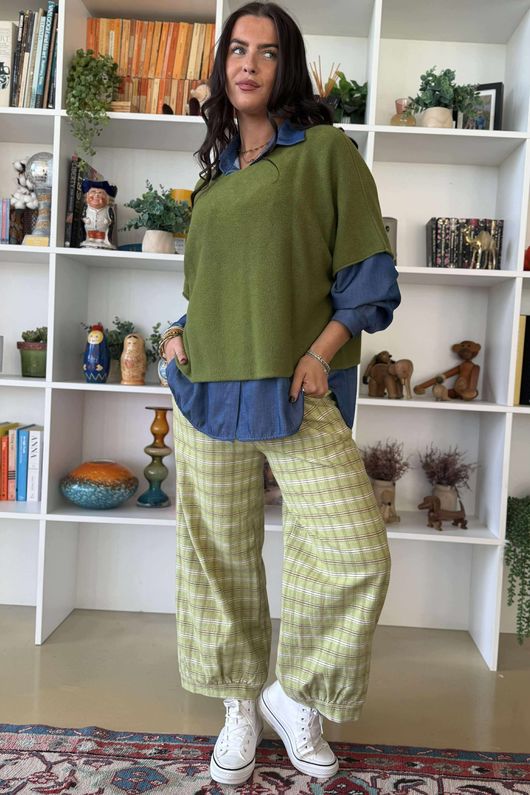 Maeve Brushed Cotton Demi Bloom Pant Soft Lime /19=