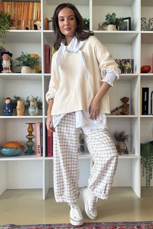 Maeve Brushed Cotton Demi Bloom Pant Stone /19=