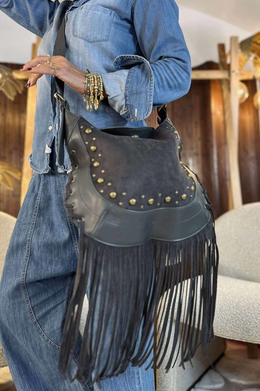 Marant Fringe Cross Body Bag Charcoal /21 =