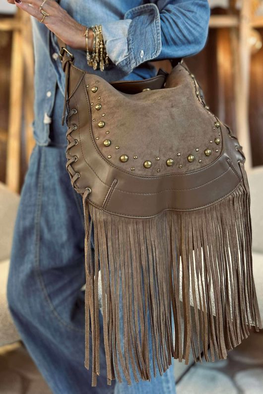 Marant Fringe Cross Body Bag Earth