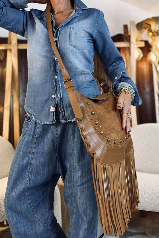 Marant Fringe Cross Body Bag Tan