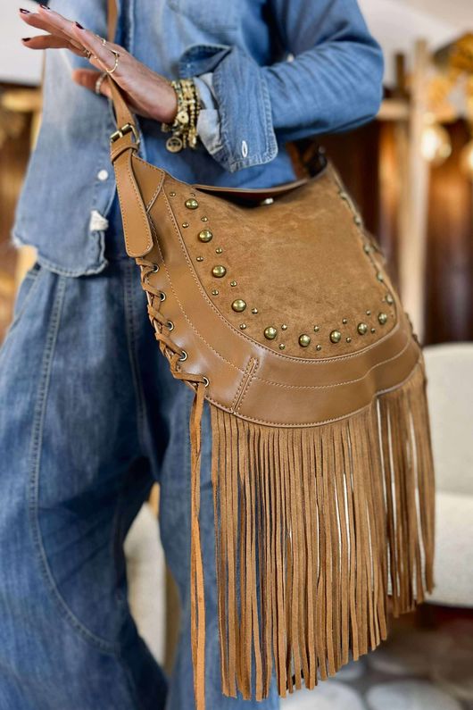 Marant Fringe Cross Body Bag Tan =