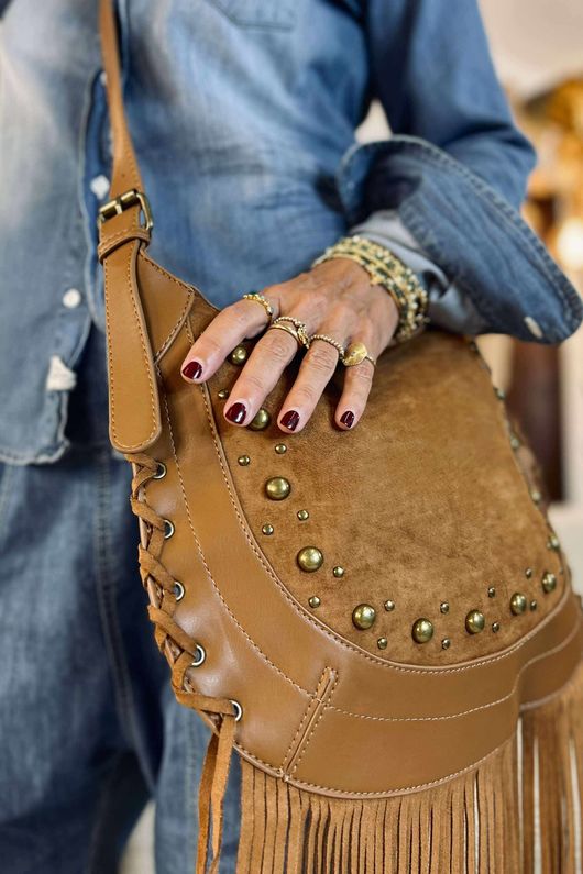 Marant Fringe Cross Body Bag Tan