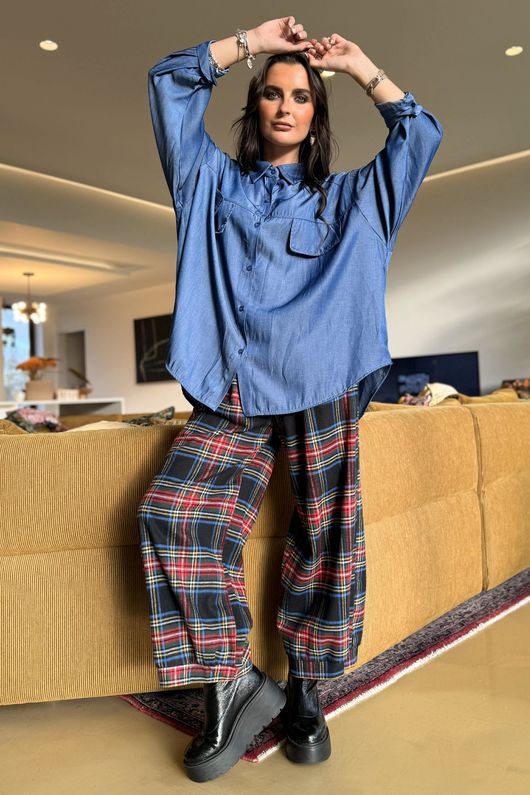 McAlister Tartan Brushed Cotton Demi Bloom Pant Black