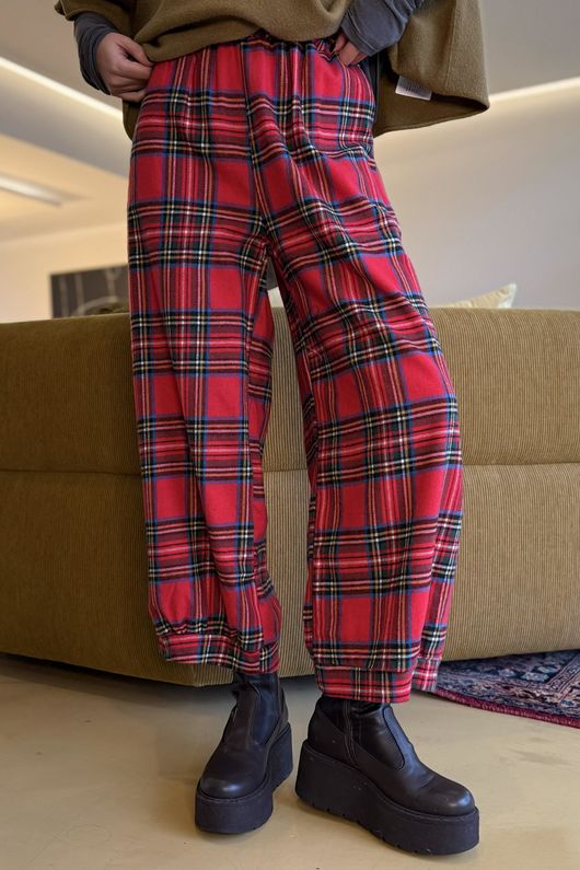 McAlister Tartan Brushed Cotton Demi Bloom Pant Red /35 *pre order due approx 1 week