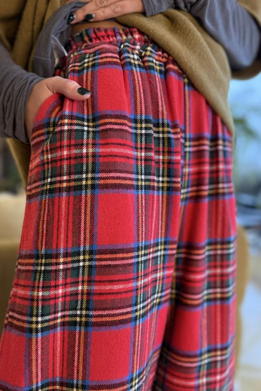 McAlister Tartan Brushed Cotton Demi Bloom Pant Red 