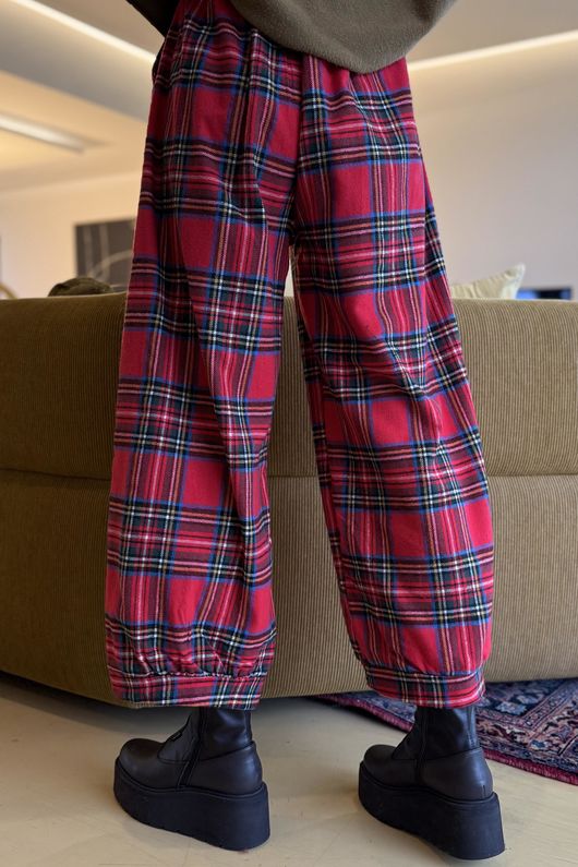 McAlister Tartan Brushed Cotton Demi Bloom Pant Red 