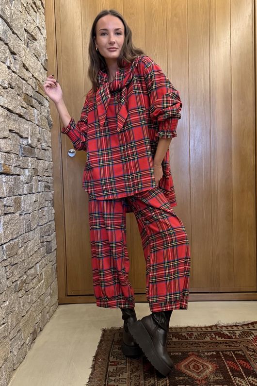 McAlister Tartan Brushed Cotton Demi Bloom Pant Red 