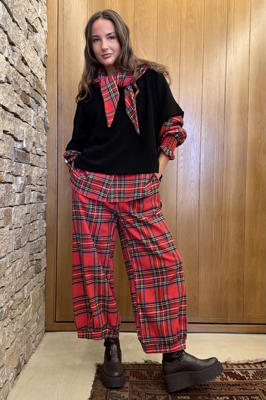 McAlister Tartan Brushed Cotton Demi Bloom Pant Red 