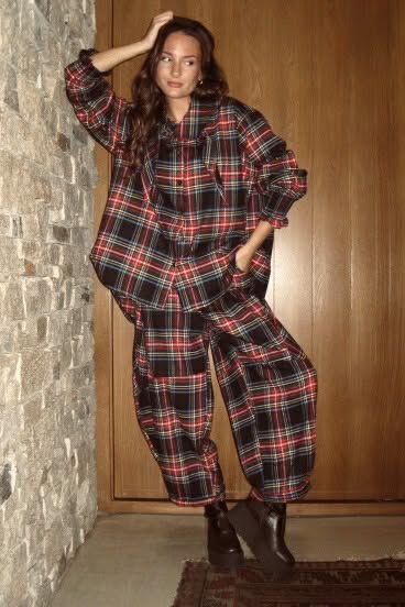 McAlister Tartan Brushed Cotton Neckerchief Blouse Black