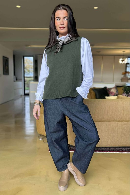 Meridith Button Side Knit Khaki /16=