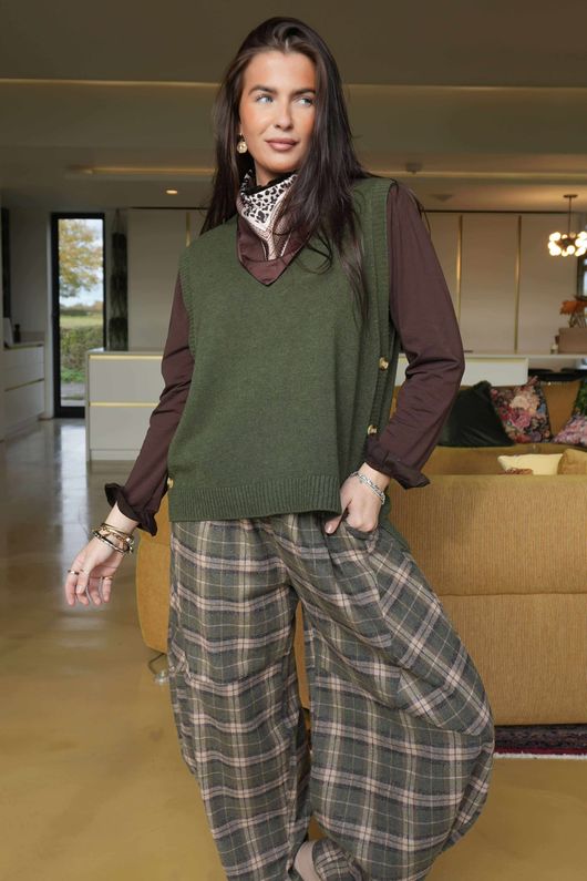 Meridith Button Side Knit Khaki /16=