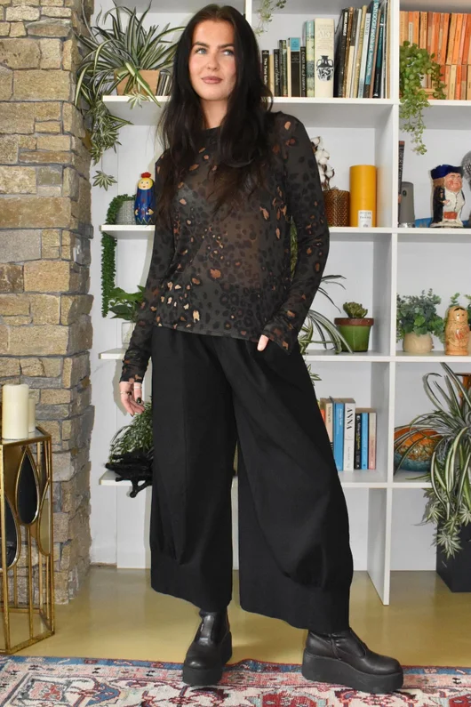 Mika Cashmere Blend Layering Top Leopard Khaki