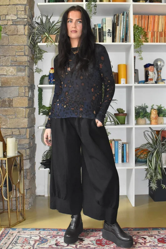 Mika Cashmere Blend Layering Top Leopard Navy