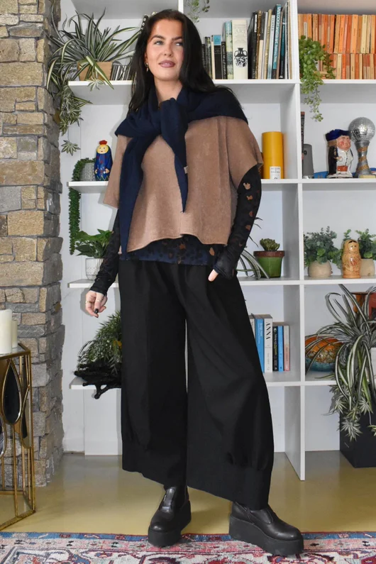 Mika Cashmere Blend Layering Top Leopard Navy