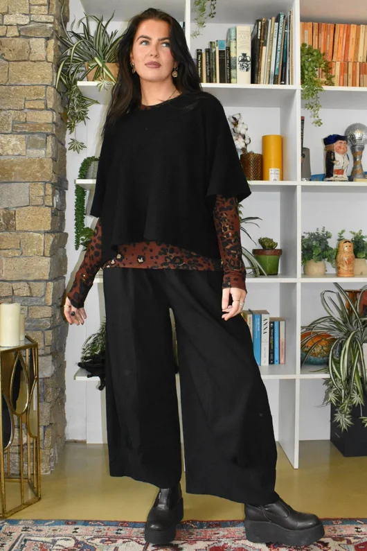 Mika Cashmere Blend Layering Top Leopard Rust
