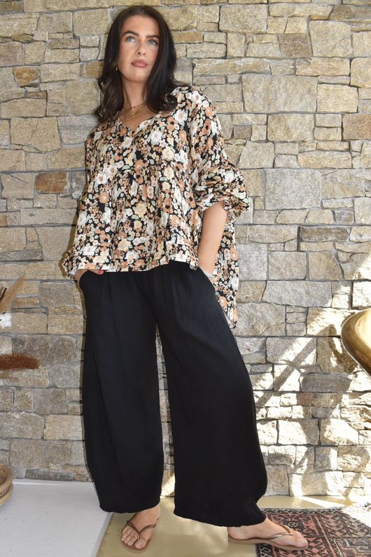Mimi Pillow Cotton Quirky Pant Black